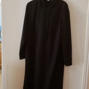 Black full length sweatshirt with hood.